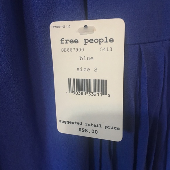 Free People Blue Flowy Tunic – Off Shoulder Boho Style - Picture 4 of 7